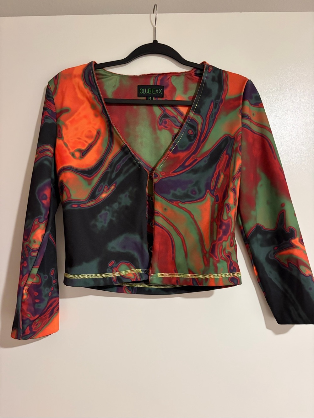 Women's Multicolor V-Neck Button Crop Top